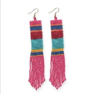 Ink alloy long beaded earrings